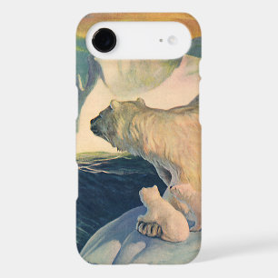 Vintage Polar Bears on Iceberg, Wild Arctic Animal