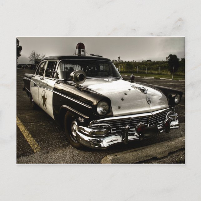 Vintage Police Car Postcard (Front)