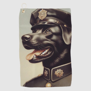 Vintage Police Dog Painting Golf Towel