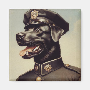 Vintage Police Dog Painting Magnet