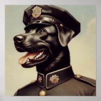 Vintage Police Dog Painting