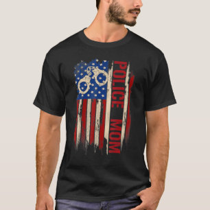 Vintage Police Mum American Usa Flag Arresthancuff T-Shirt