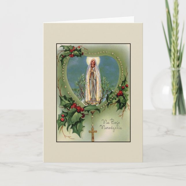 Vintage Polish Blessed Mother Christmas Card (Front)