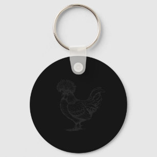 Vintage Polish Chicken Drawing Art Design Key Ring