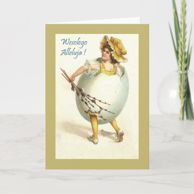 Vintage Polish Easter Greeting Card (Front)