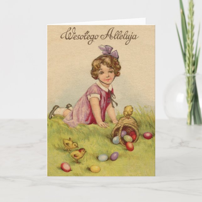 Vintage Polish Easter Greeting Card (Front)