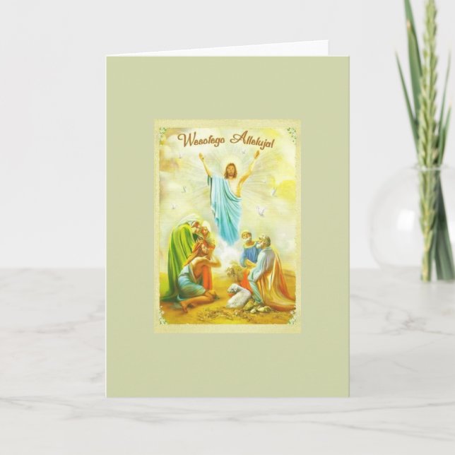 Vintage Polish Religious Easter Greeting Card (Front)