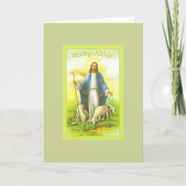 Vintage Polish Religious Easter Greeting Card (Front)