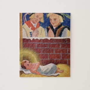 Vintage Polish Wesołyeh Świąt Christmas Retro A Jigsaw Puzzle