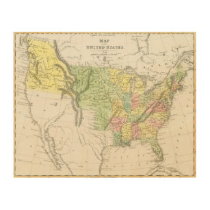 Vintage Political of the United States Map (1833) Wood Wall Art