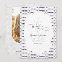 Vintage Polka Dot Lace Frame Wedding QR Code Photo