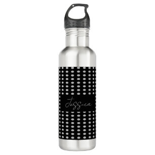 Vintage Polka Dots Black Grey Color Retro Name 710 Ml Water Bottle