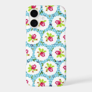 Vintage Polka Dots Greenery Red Rose Flowers
