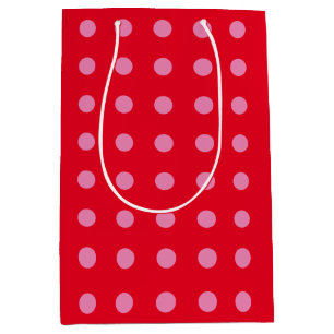 Vintage Polka Dots Pink Red Colour Retro Classic Medium Gift Bag