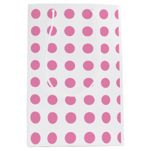 Vintage Polka Dots Pink White Colour Retro Classic Medium Gift Bag