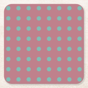 Vintage Polka Dots Rose Gold Colour Retro Classica Square Paper Coaster
