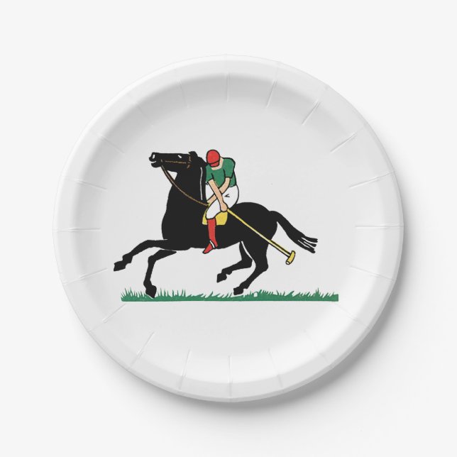 Vintage Polo Player on Pony Paper Plate (Front)