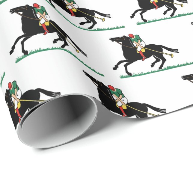 Vintage Polo Player on Pony Wrapping Paper (Roll Corner)