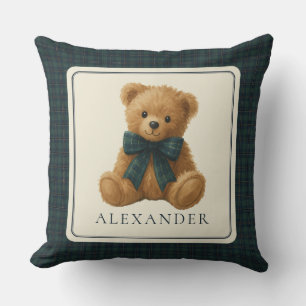 Vintage Polo Teddy Bear Baby Boy Nursery Cushion