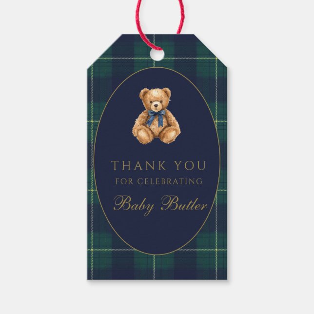 Vintage Polo Teddy Bear Thank You Gift Tag (Front)