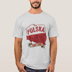 Vintage Polska Map T-Shirt – Polish Pride Est. 966