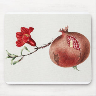 Vintage Pomegranate Botanical Illustration Mouse Pad