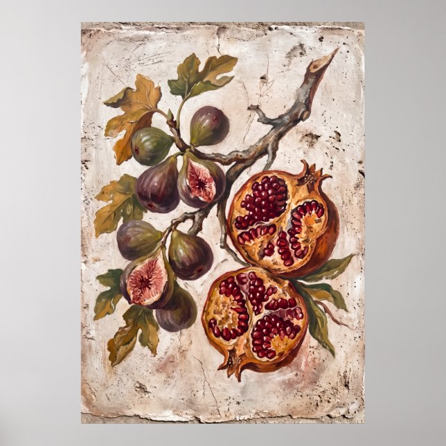 Vintage Pomegranate Fig Botanical Poster (Front)