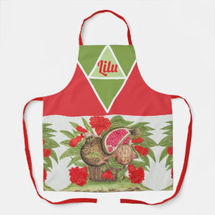 Vintage Pomegranate Flowers and Fruit Personalised Apron