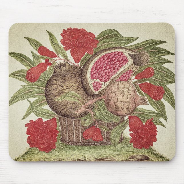 Vintage Pomegranate Flowers and Fruits Mouse Pad (Front)