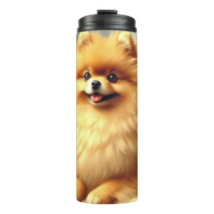 Vintage Pomeranian Dog Painting Thermal Tumbler