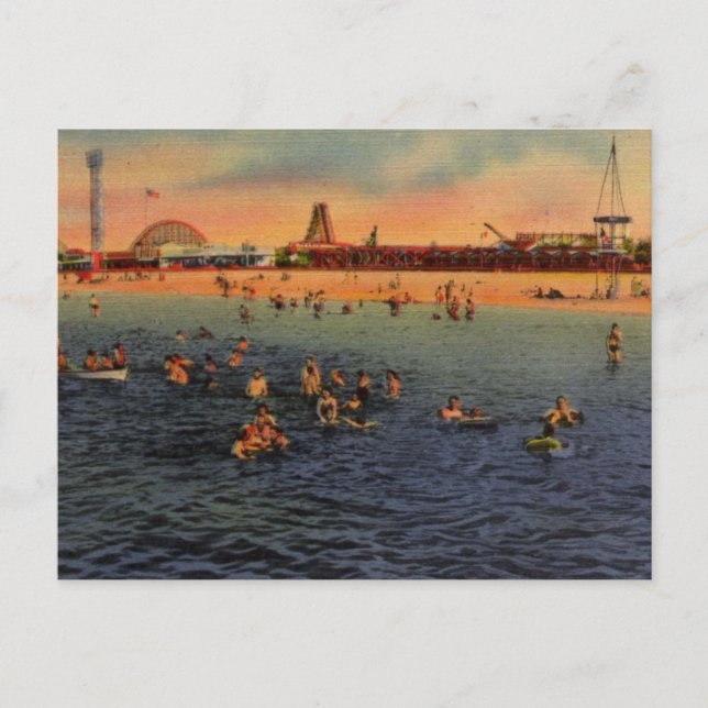 Vintage Pontchartrain Beach Artwork Postcard (Front)