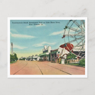 Vintage Pontchartrain Beach New Orleans Amusement Postcard