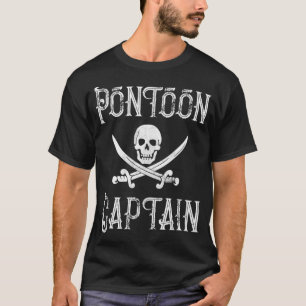 Vintage Pontoon Captain Pirate Skull Pontoon Boat  T-Shirt
