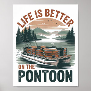 Vintage Pontoon Captain Pontoon Boat Vacation Summ Poster