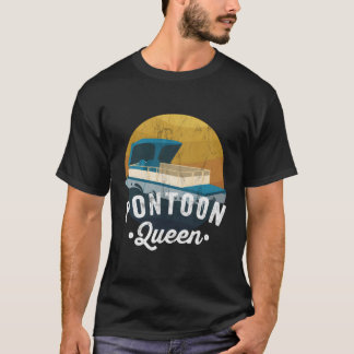 Vintage Pontoon Queen Women Funny Boating Gift T-Shirt