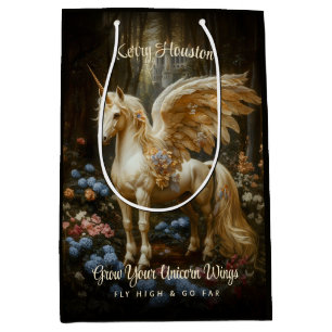 Vintage Pony White Forest Unicorn Magical Horse Medium Gift Bag