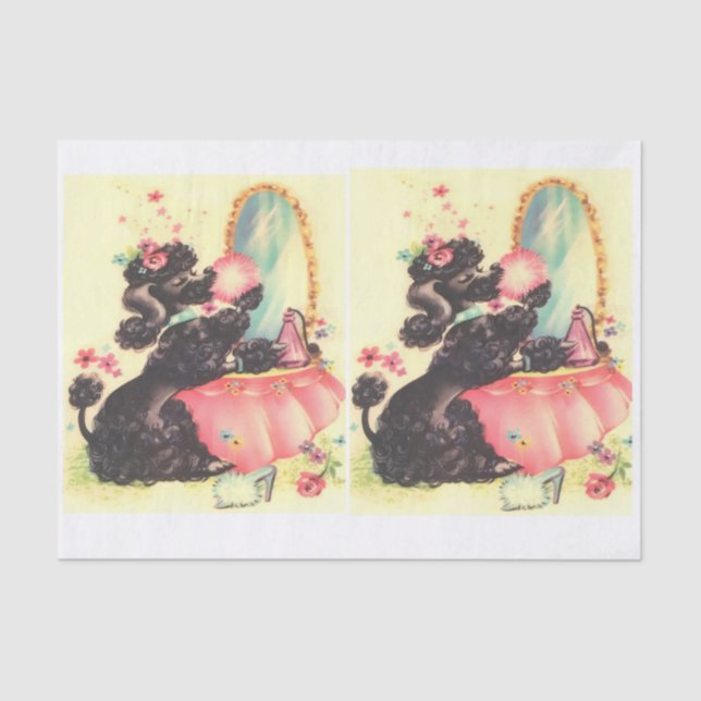 Vintage Poodle for Decoupage Tissue Paper (Front)