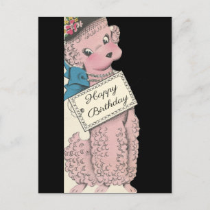 Vintage Poodle Happy Birthday Postcard