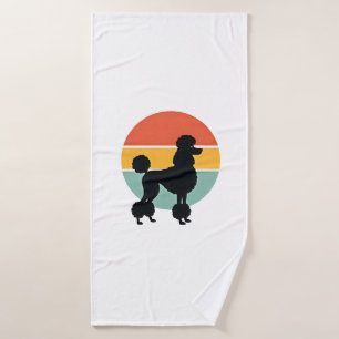 Vintage Poodle Sunset Retro Dog Silhouette Circle Bath Towel