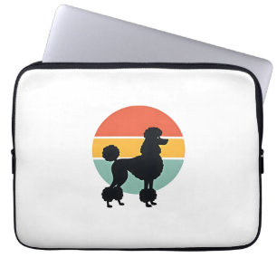 Vintage Poodle Sunset Retro Dog Silhouette Circle  Laptop Sleeve