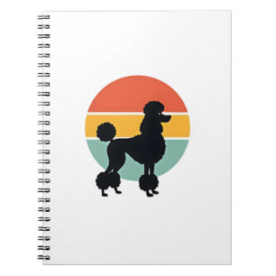 Vintage Poodle Sunset Retro Dog Silhouette Circle Notebook