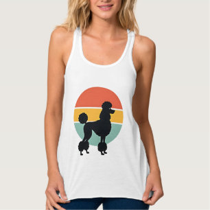 Vintage Poodle Sunset Retro Dog Silhouette Circle  Singlet