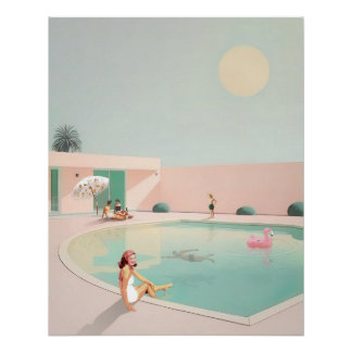 Vintage Pool Glossy Poster