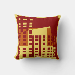 Vintage Pop Art Colourful City Pattern Pillow #2