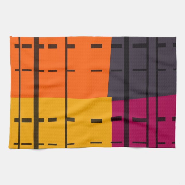 Vintage Pop Art Colourful Pattern Tea Towel (Horizontal)