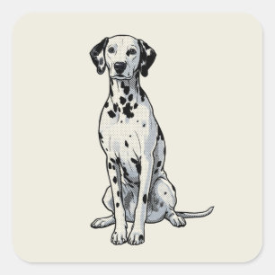 Vintage Pop Art Spotted Dalmatian Dog Comic Square Sticker