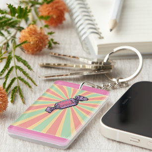 Vintage Pop Art Wrapped Candy Key Ring