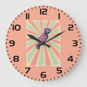 Vintage Pop Art Wrapped Candy Large Clock