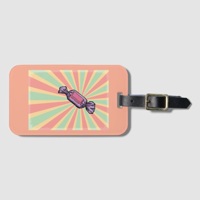 Vintage Pop Art Wrapped Candy Luggage Tag (Front Horizontal)