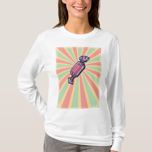 Vintage Pop Art Wrapped Candy T-Shirt (Front)